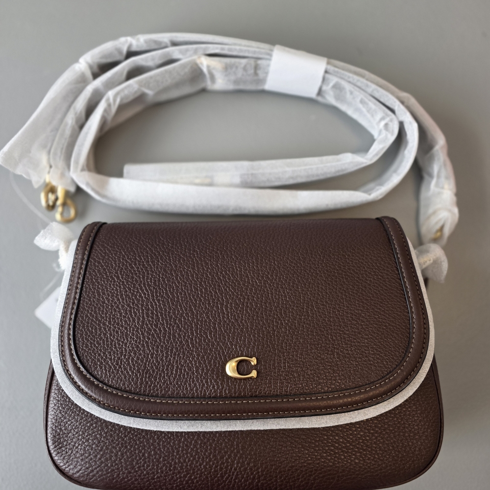 Coach Dark Brown Pebbled Leather Legacy Small Crossbody Shoulder Bag